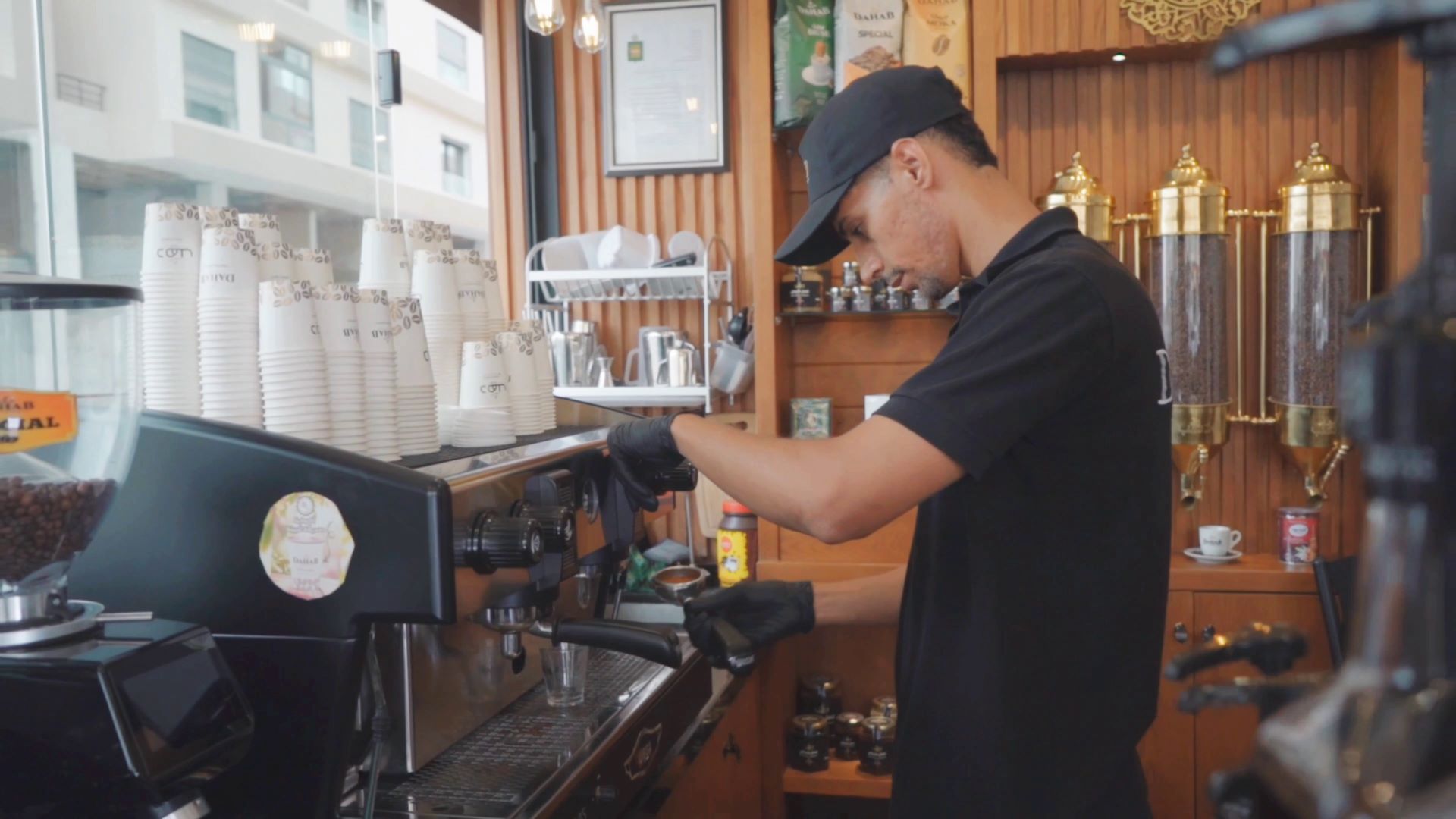 High-contrast lighting setup for Daheb coffee commercial video